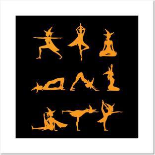 Witch In Yoga Poses Posters and Art